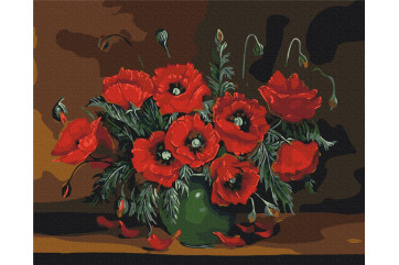 Mal efter tal - Still life with poppies - blomster