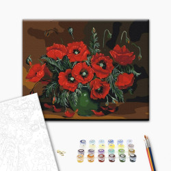 Mal efter tal - Still life with poppies