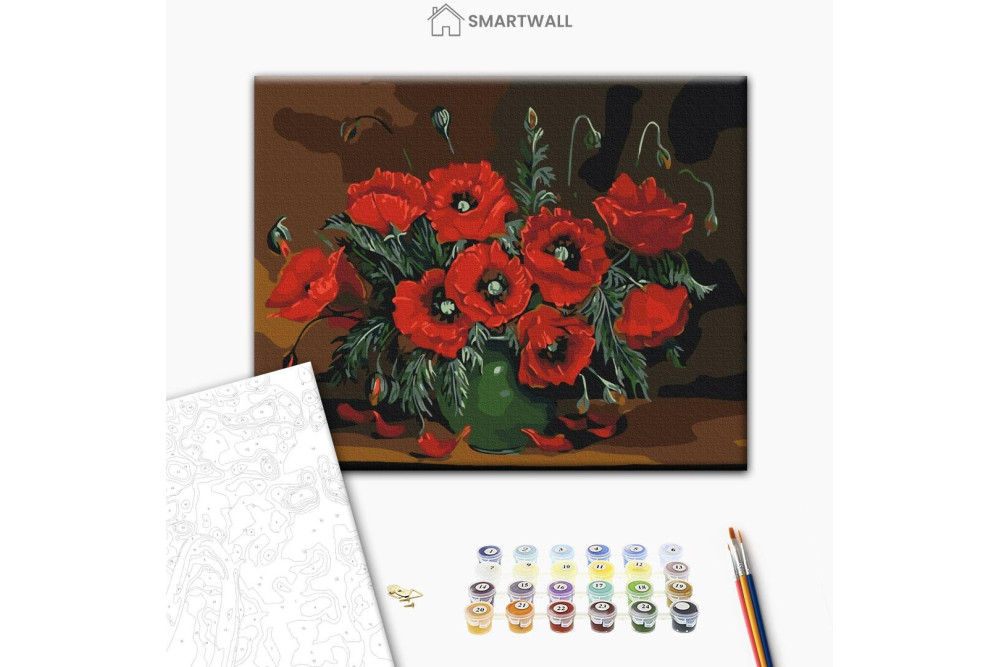 Mal efter tal - Still life with poppies