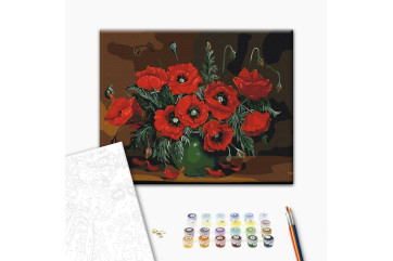 Mal efter tal - Still life with poppies