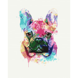 Mal efter tal - Colorful bulldog - dyr