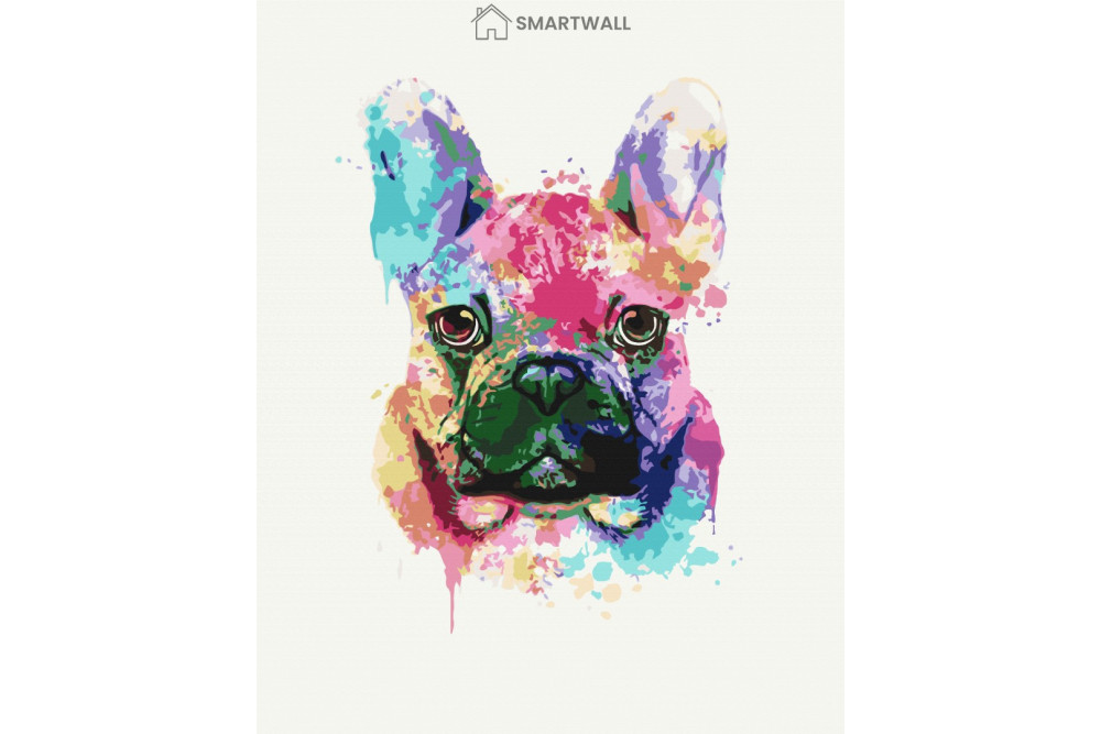 Mal efter tal - Colorful bulldog - dyr