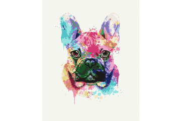 Mal efter tal - Colorful bulldog - dyr