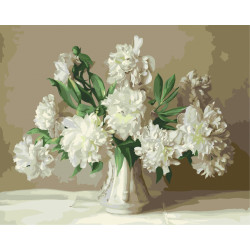 Mal efter tal - White peonies in a vase - blomster