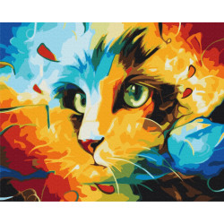 Mal efter tal - Cat in bright colors - dyr