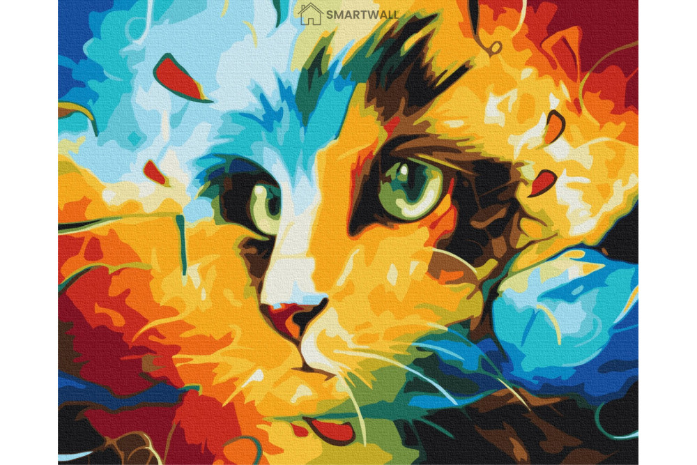 Mal efter tal - Cat in bright colors - dyr