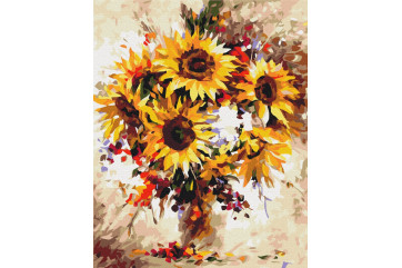Mal efter tal - Still life with sunflowers - blomster