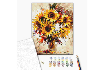 Mal efter tal - Still life with sunflowers