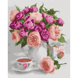 Mal efter tal - Purple still life - blomster