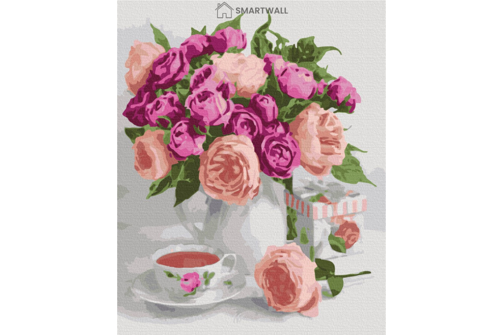 Mal efter tal - Purple still life - blomster