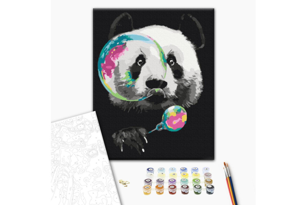 Mal efter tal - Panda with a bubble