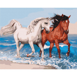 Mal efter tal - Horses on the coast - dyr