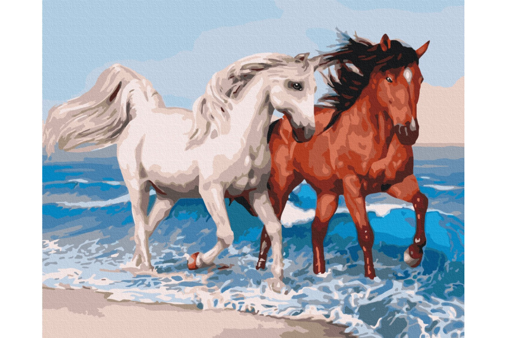 Mal efter tal - Horses on the coast - dyr