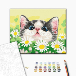 Mal efter tal - Cat in daisies