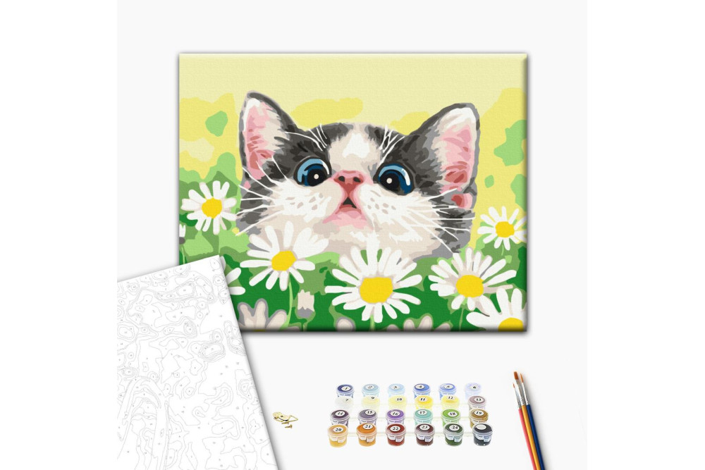 Mal efter tal - Cat in daisies