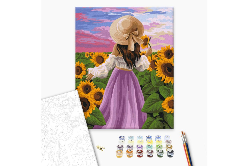 Mal efter tal - Lady in sunflowers