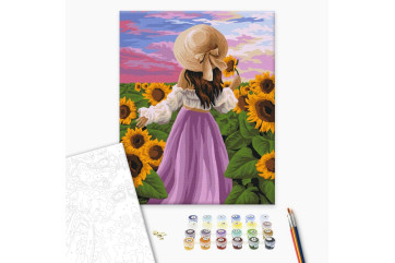 Mal efter tal - Lady in sunflowers