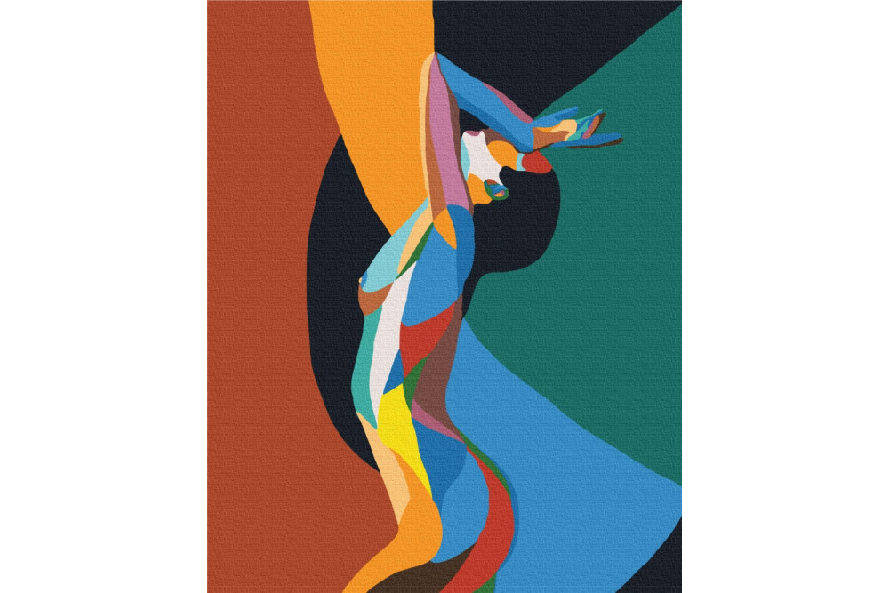 Mal efter tal - Rainbow nude - abstraktion