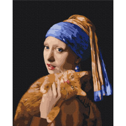 Mal efter tal - Girl with a red cat - mennesker