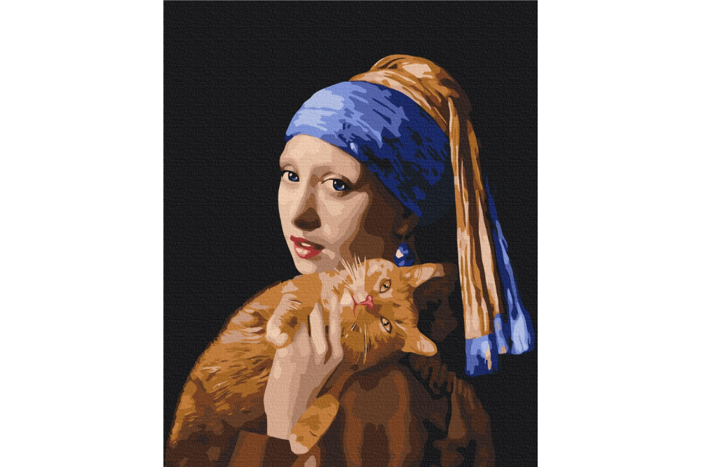 Mal efter tal - Girl with a red cat - mennesker