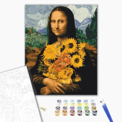 Mal efter tal - Mona Lisa with sunflowers