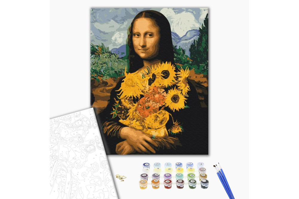 Mal efter tal - Mona Lisa with sunflowers