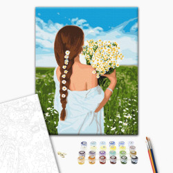 Mal efter tal - Girl with daisies