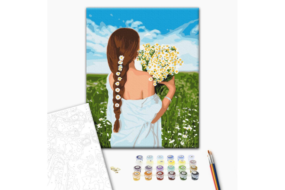 Mal efter tal - Girl with daisies