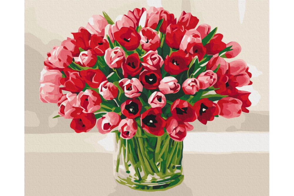 Mal efter tal - Bouquet of tulips for your beloved - blomster