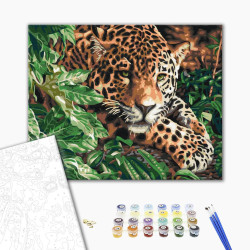 Mal efter tal - Leopard with emerald eyes