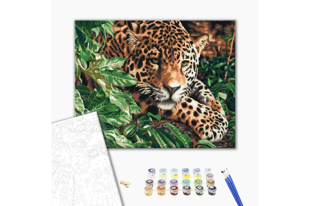 Mal efter tal - Leopard with emerald eyes
