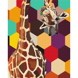 Mal efter tal - Giraffe in a mosaic - abstraktion