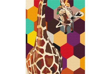 Mal efter tal - Giraffe in a mosaic - abstraktion