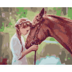 Mal efter tal - Girl with a horse - dyr