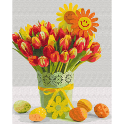 Mal efter tal - Easter tulips - blomster