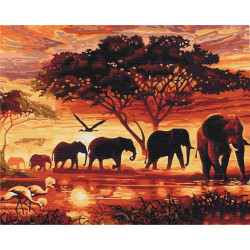 Mal efter tal - Elephants in the savannah - dyr