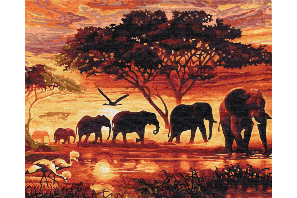 Mal efter tal - Elephants in the savannah - dyr