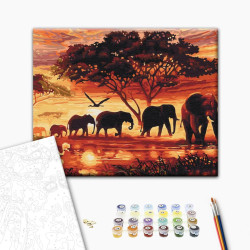 Mal efter tal - Elephants in the savannah