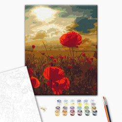 Mal efter tal - Poppies under the scorching sun