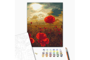 Mal efter tal - Poppies under the scorching sun