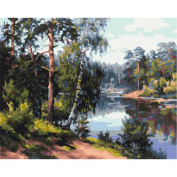 Mal efter tal - Picturesque lake in the forest - landskaber