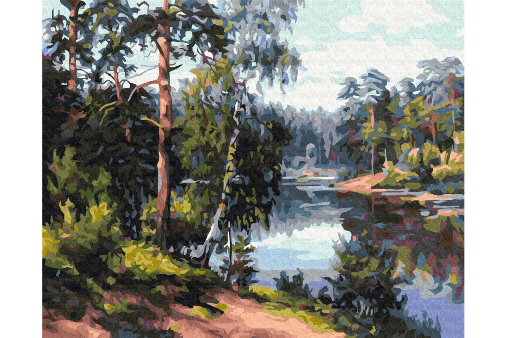 Mal efter tal - Picturesque lake in the forest - landskaber