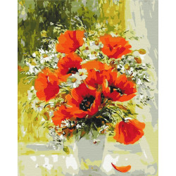 Mal efter tal - Field bouquet painted in oil - blomster