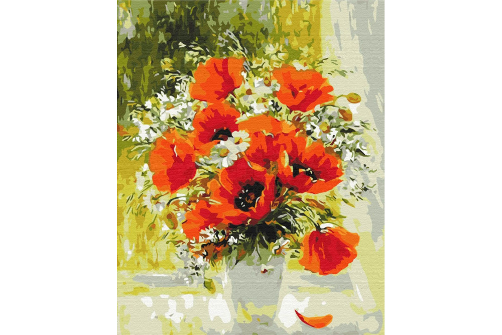 Mal efter tal - Field bouquet painted in oil - blomster