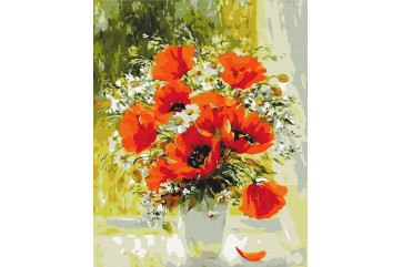 Mal efter tal - Field bouquet painted in oil - blomster