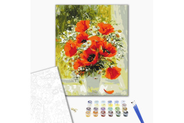 Mal efter tal - Field bouquet painted in oil