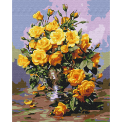 Mal efter tal - Bouquet of yellow roses - blomster