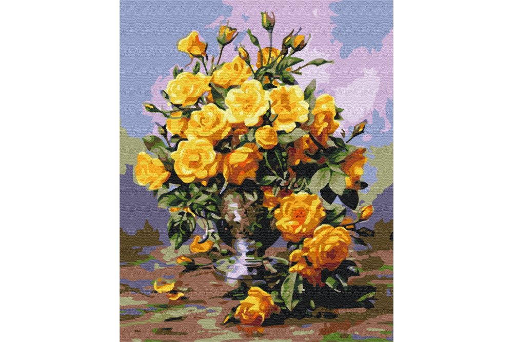 Mal efter tal - Bouquet of yellow roses - blomster