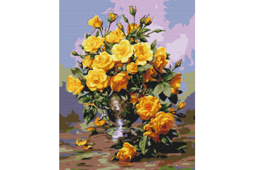 Mal efter tal - Bouquet of yellow roses - blomster