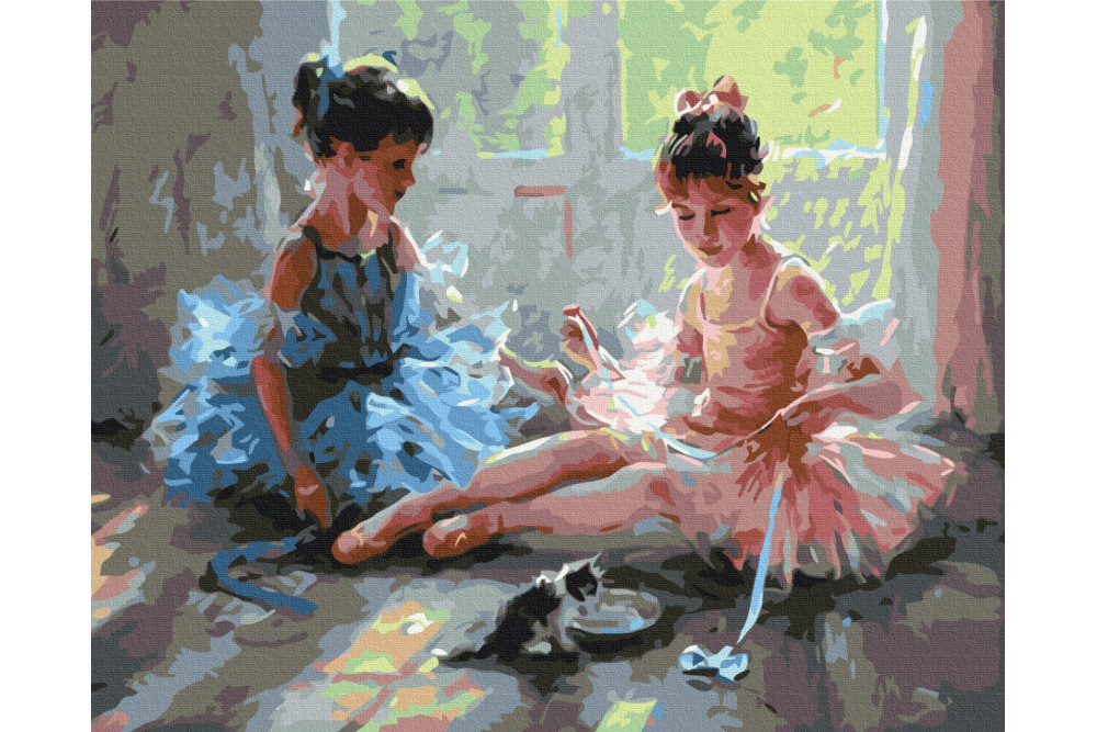 Mal efter tal - Ballerinas with a kitten - mennesker